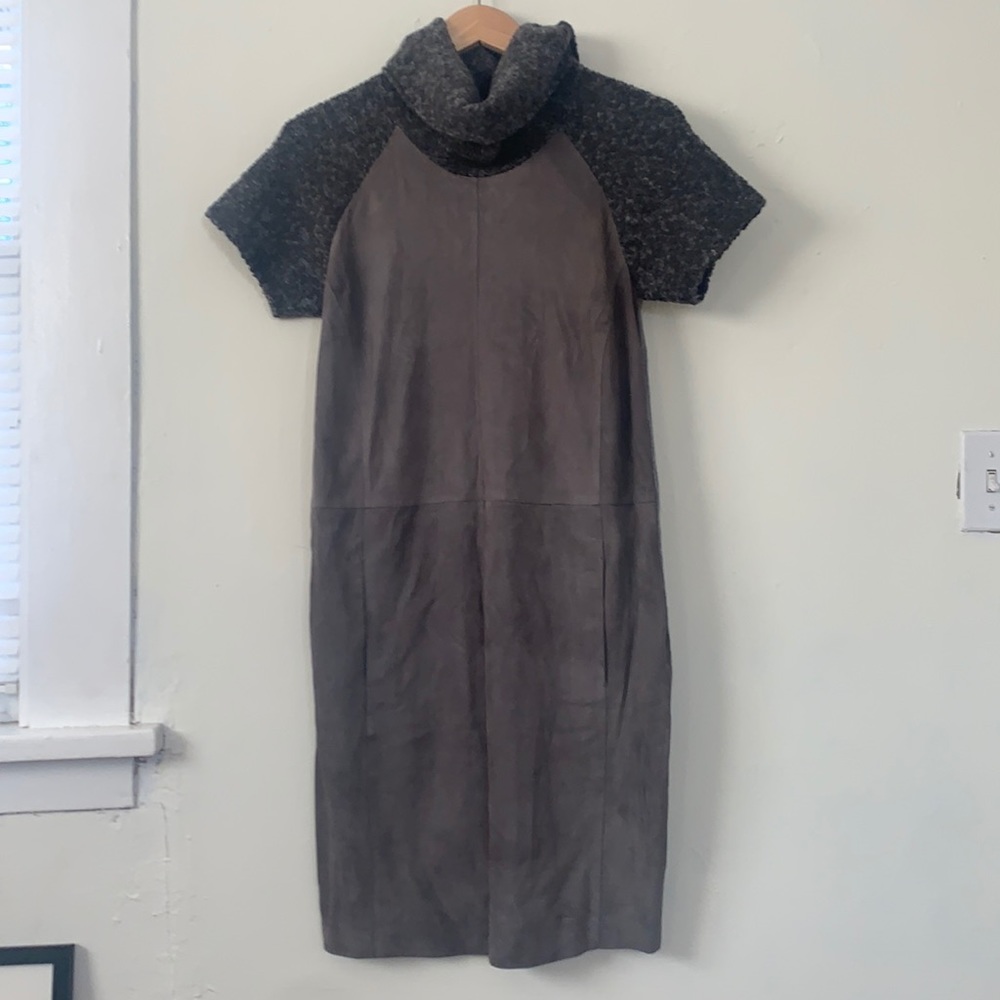 Fabiana Filippi gray suede and boucle dress. Size 6 / Italian 42